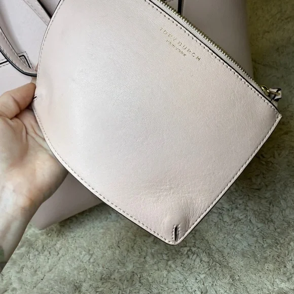 Tory Burch T Block North South Tall Tote Pink Shell - Picture 12 of 13